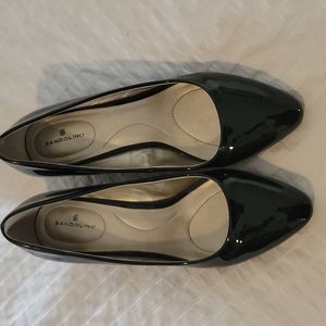 Bandolino Black Patent Leather Wedge Heels